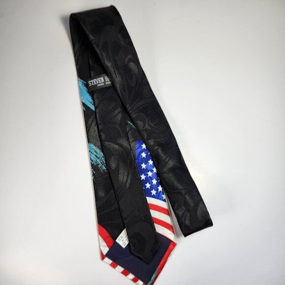 Steven Harris American Flag Bald Eagle Patriotic Necktie Men's Stars and Stripes - Picture 3 of 8